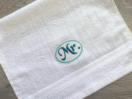 Embossed Towel Mr And Mrs Monogram
