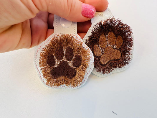 Fringed Dog Puppy Paw Keychain
