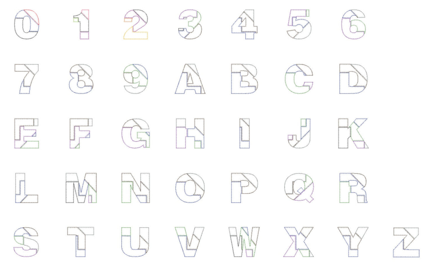 Patchwork Rag Edges Font Applique