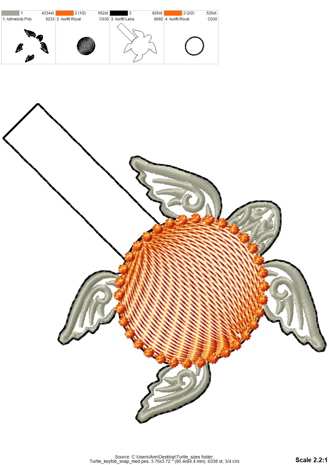 Turtle Snap Tab key fob, feltie, may use for circle monogram, mini