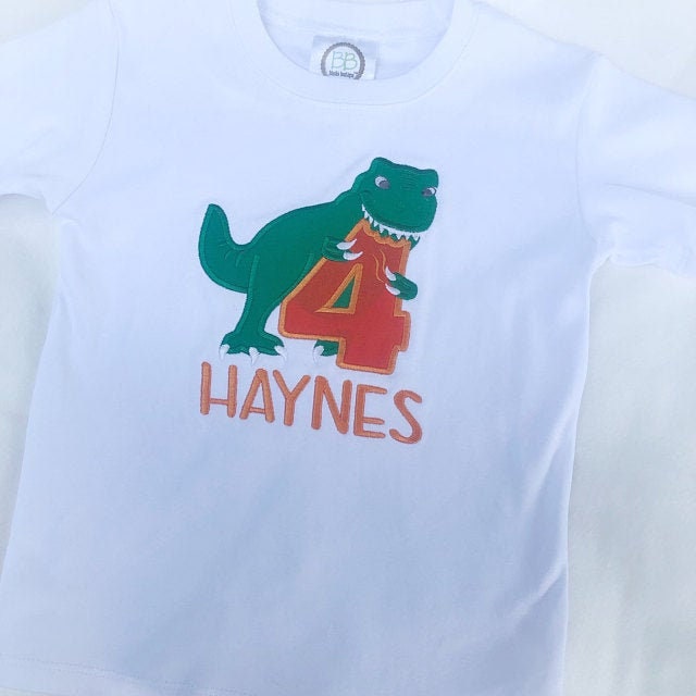 T-Rex Birthday Number Four Applique