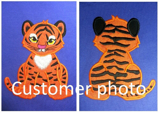 Tiger front and back machine embroidery applique designs