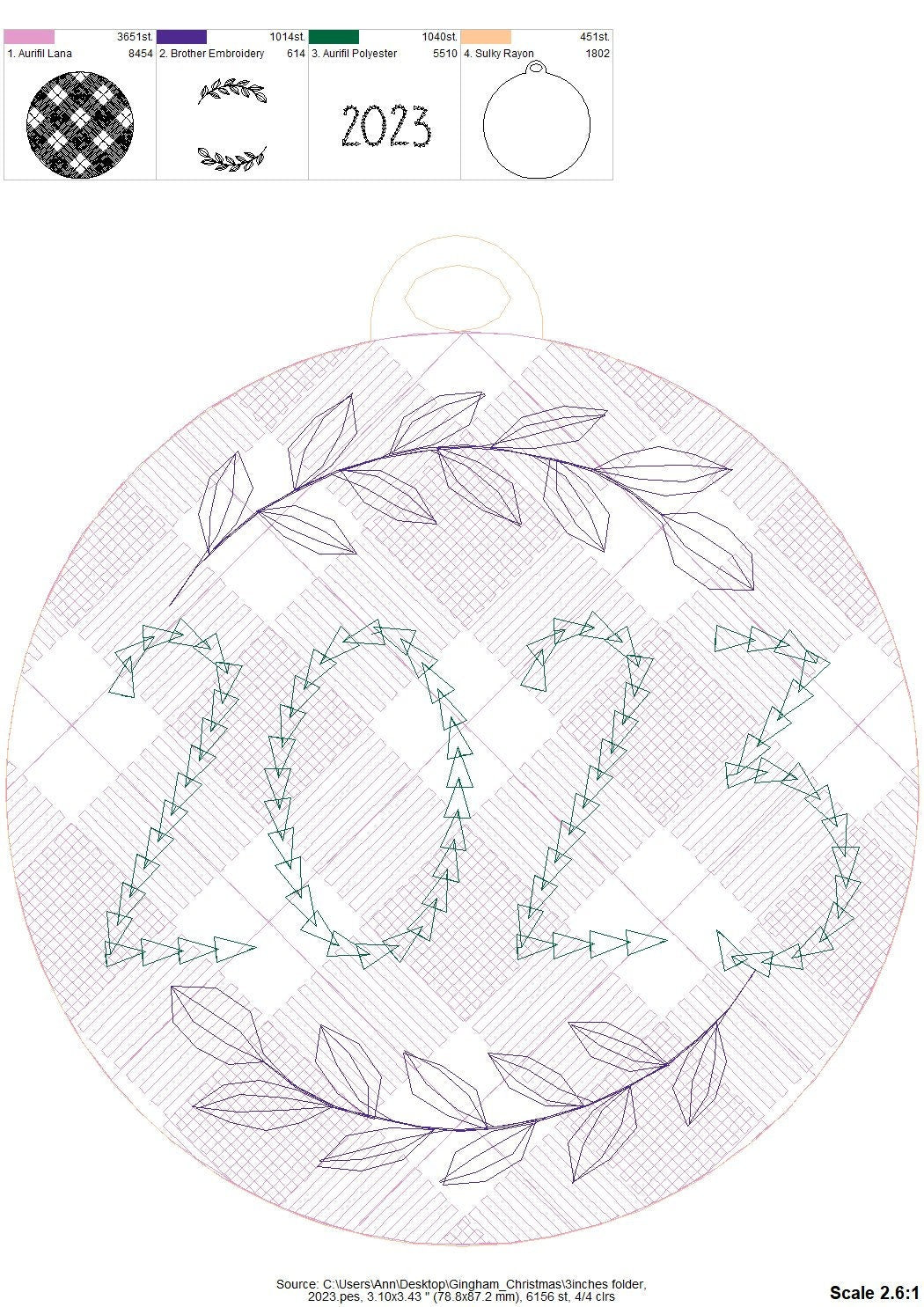 Gingham Plaid Patterned Christmas Tree Ornament Set