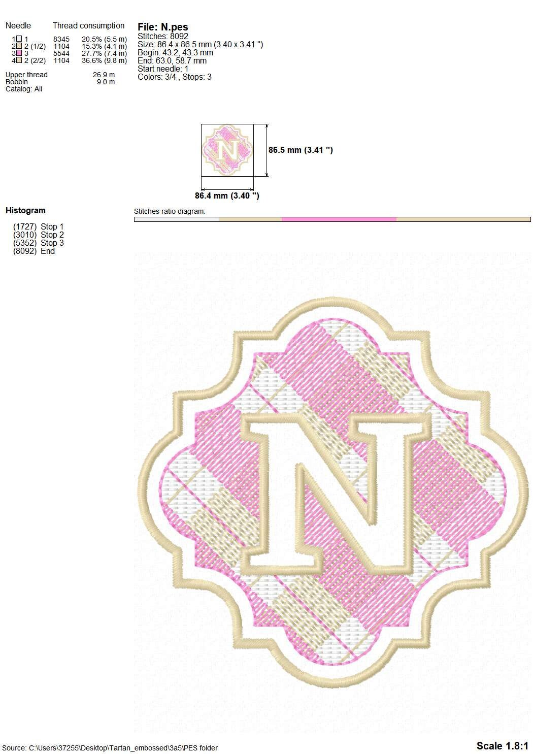 Embossed Towel Gingham Monogram Font