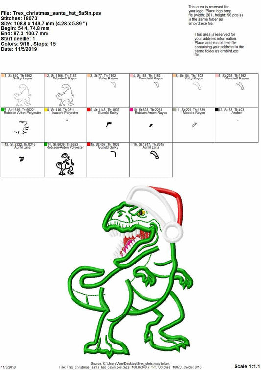 Christmas T-Rex Dinosaur Santa