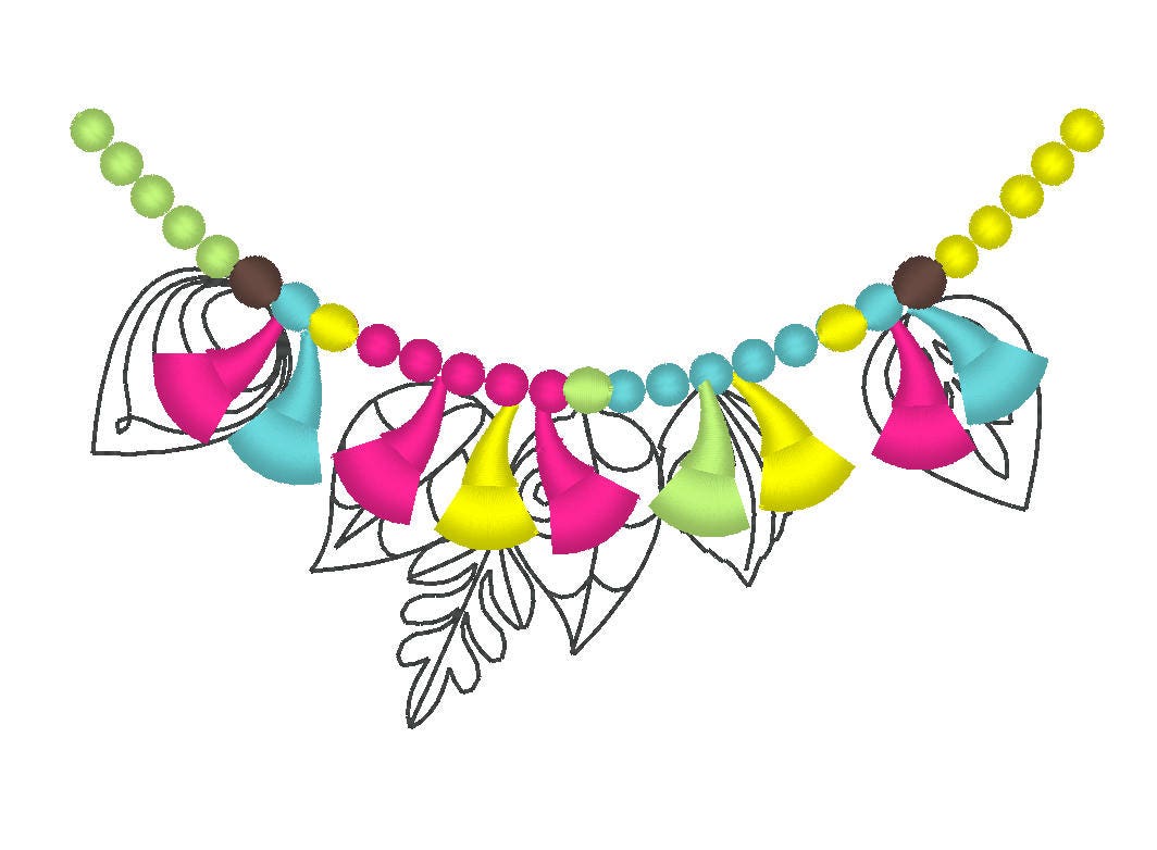 Necklace Fringed tassels and Leaves