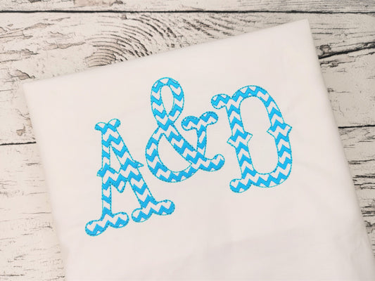 Chevron RIC RAC Western Font light sketch outline machine embroidery