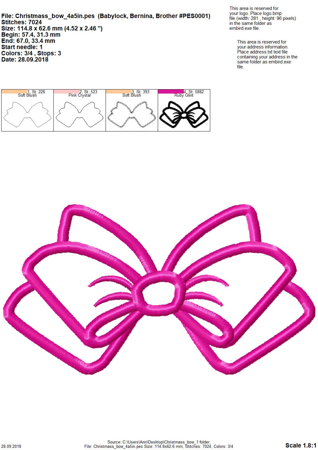 Christmas BOW machine embroidery applique designs, many sizes