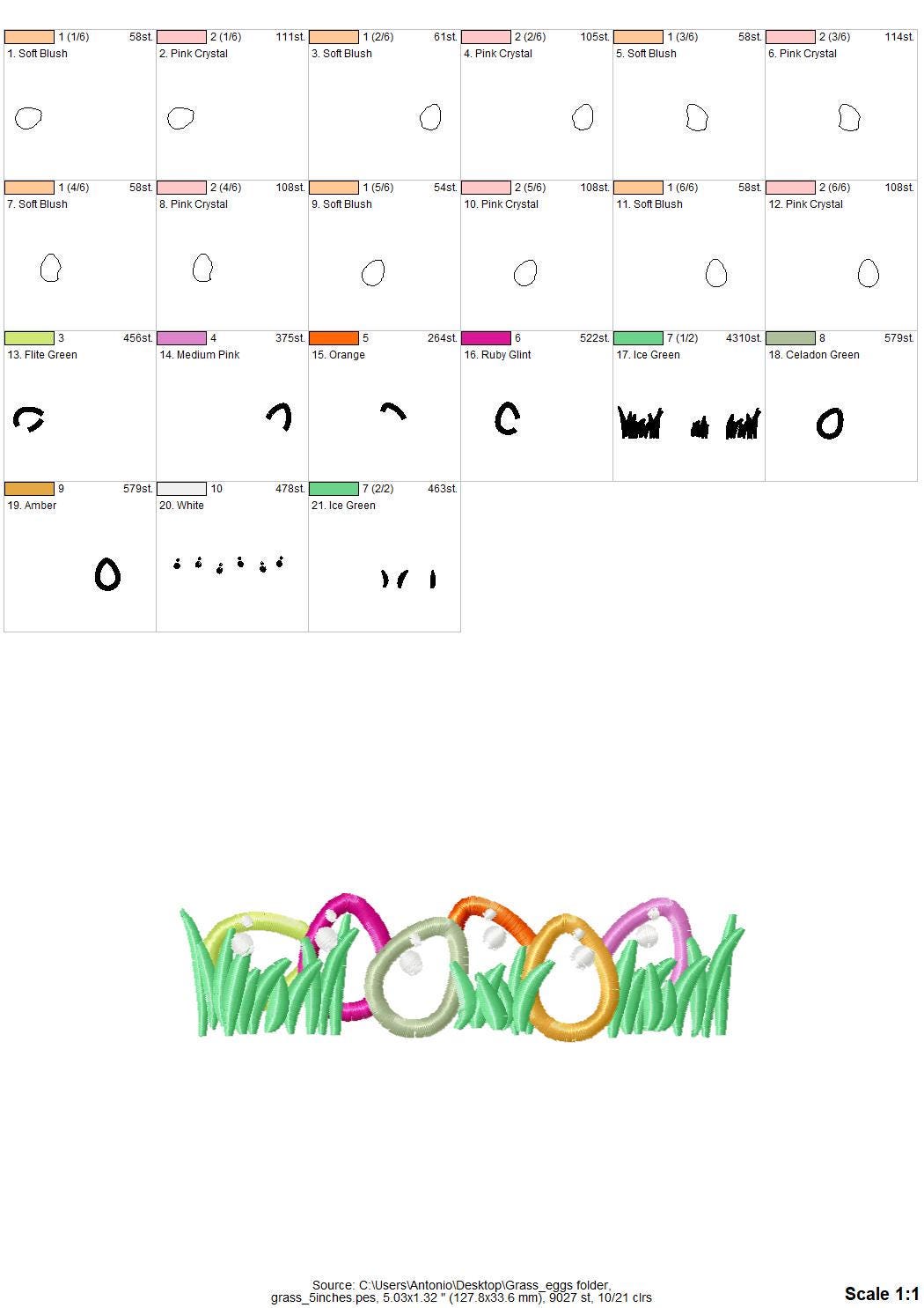 Tiny Eggs in grass Applique machine embroidery designs for hoop 4x4 and