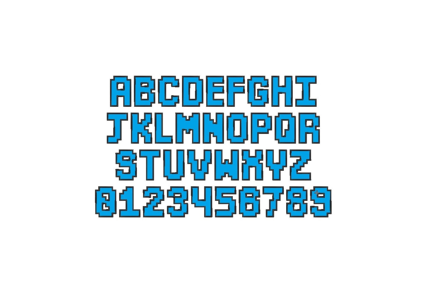Gamer Pixel Block Font Applique