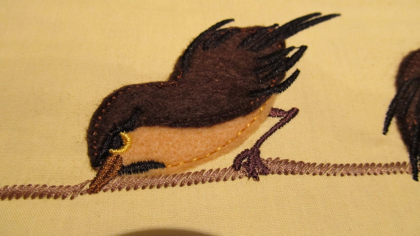 Sparrows set single files machine embroidery applique designs