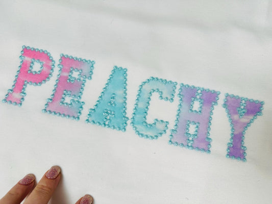 Pearl Stitch Outline Athletic Font Applique