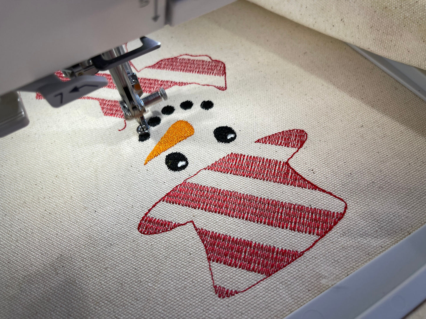 Gingham Plaid Patterned Christmas Snowman