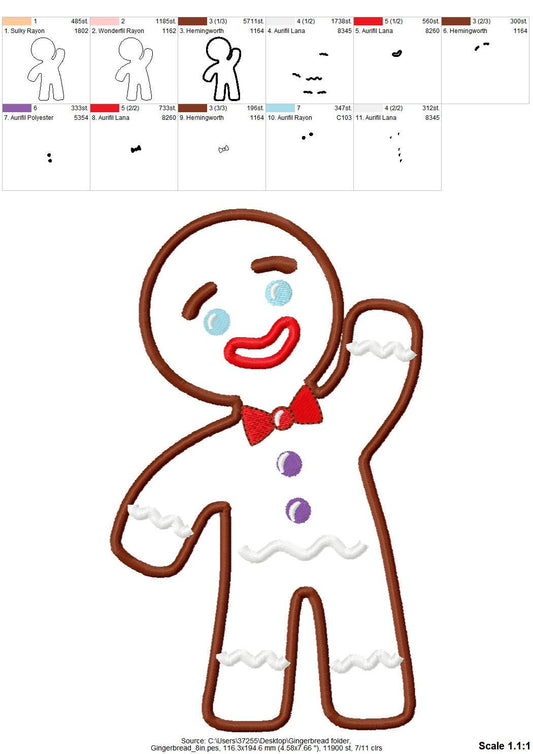 Christmas Gingerbread Man Applique