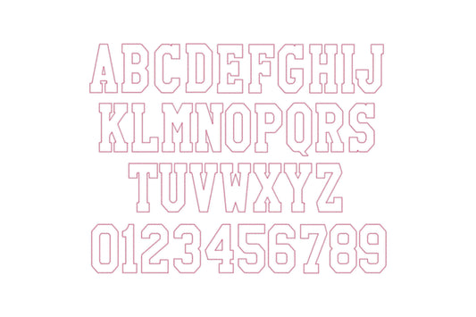 Varsity Font Applique Diamond Stitch Outline