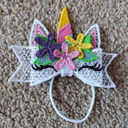 Unicorn With Floral Crown 3D Bow FSL