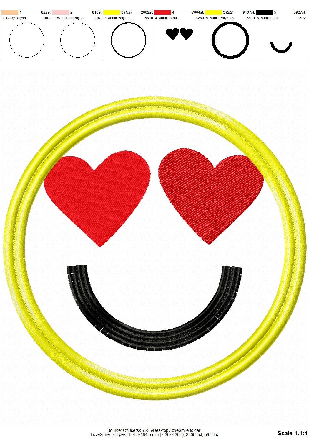 Big Fringed Happy Face Applique