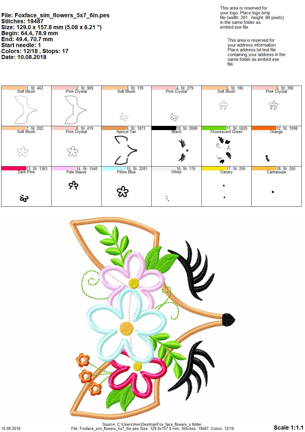 Pretty Eyes Fox Face Applique