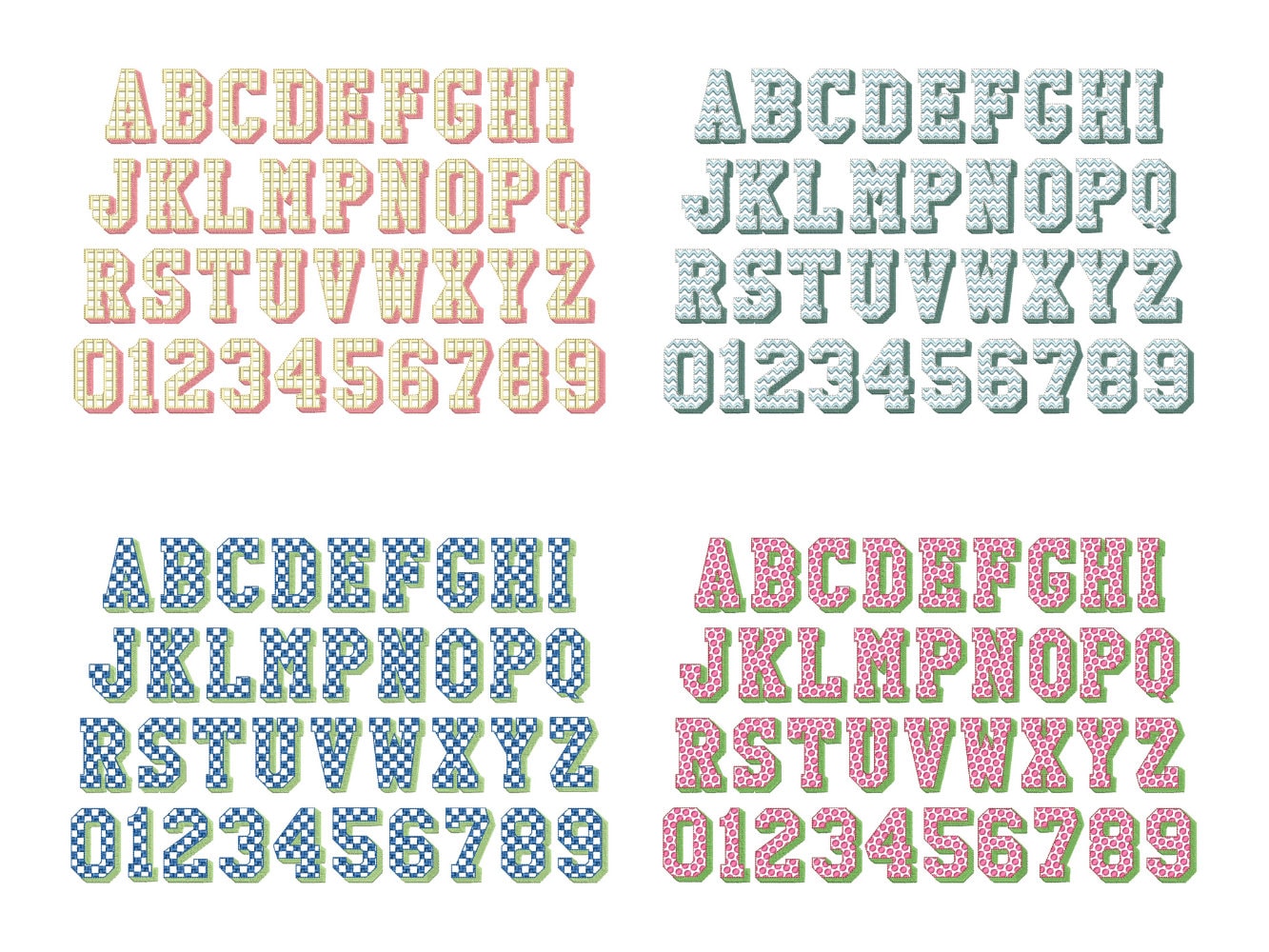 Patterned Font Set of 4