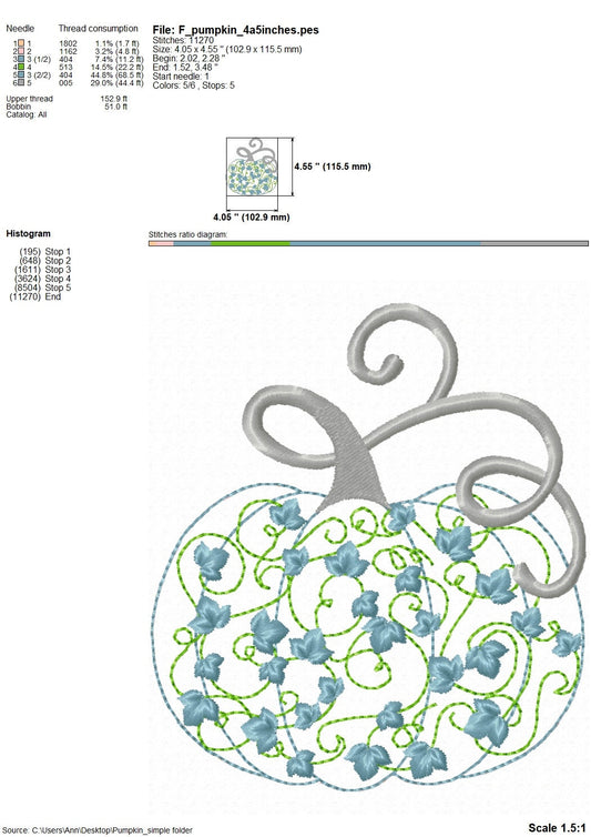 Floral Ivy Leaf Pumpkin Outline
