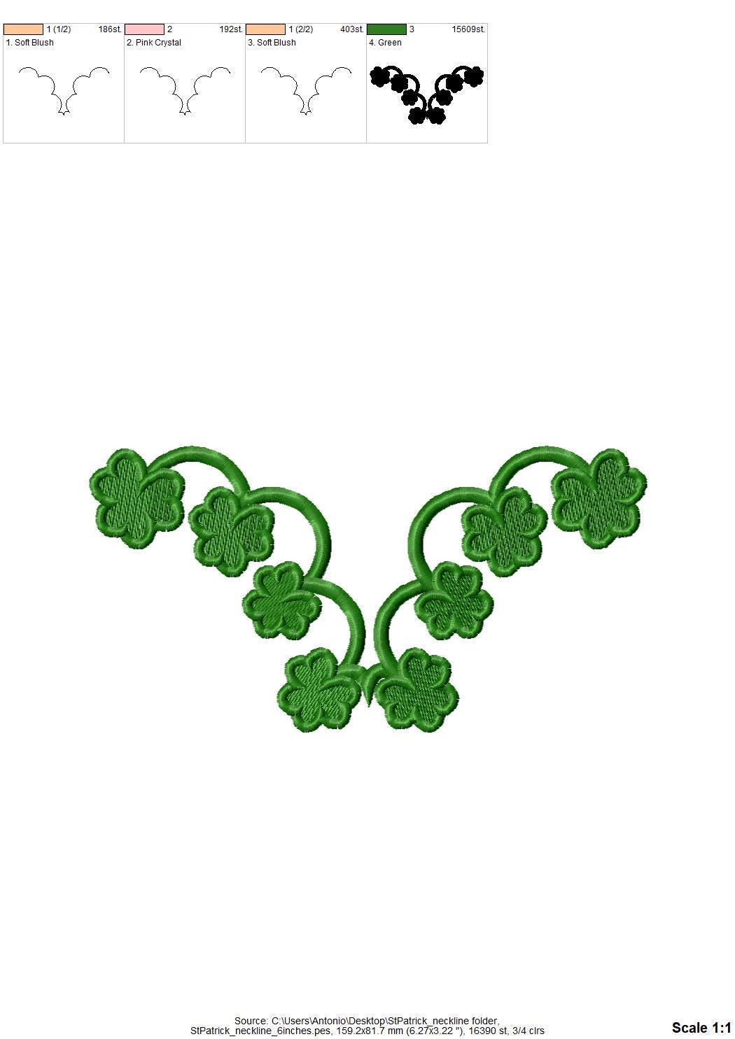 Shamrock Clover Neckline Cutout ITH