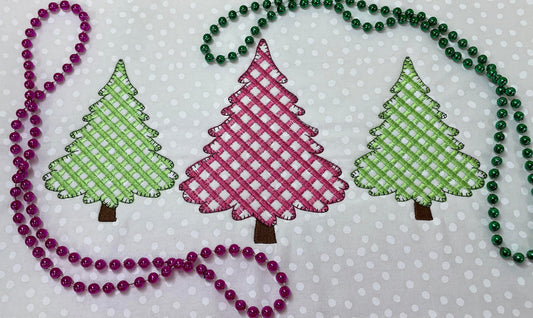 Baby Gingham Patterned Christmas Tree 3 in a row