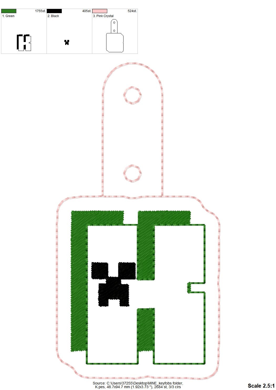 Miner Bricks Pixel Monogram Keychain