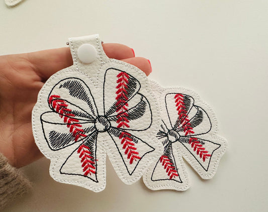 Baseball Sport Bow Keychain