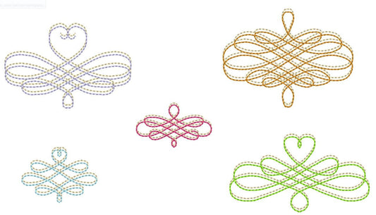 Wedding calligraphy curls, vintage swirl, ornament, damask, font frame