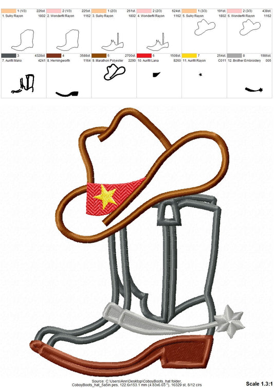 Cowboy Boots and Hat Applique
