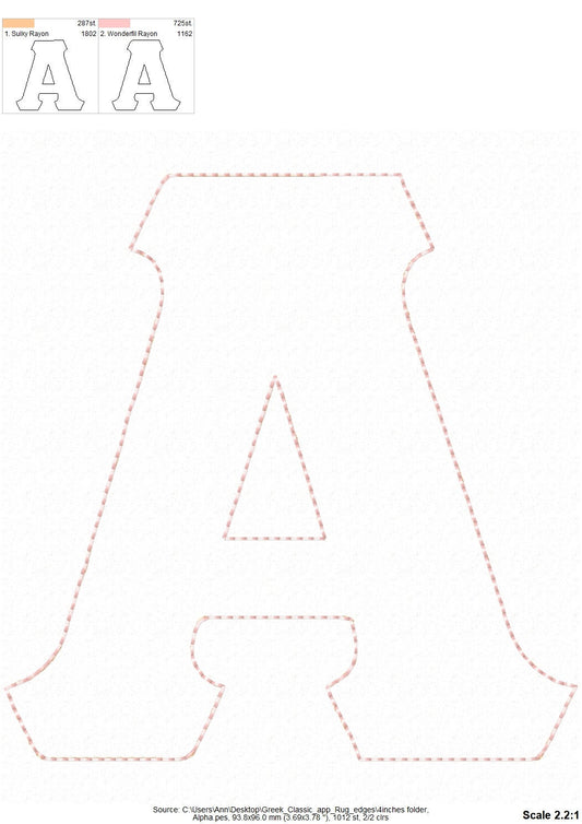 Raggedy Edge Easy Greek Font Applique