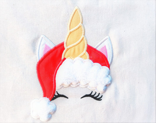 Unicorn Santa Hat Applique