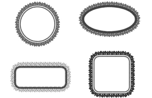 Lace Edge Monogram Name Frame Applique Set of 4