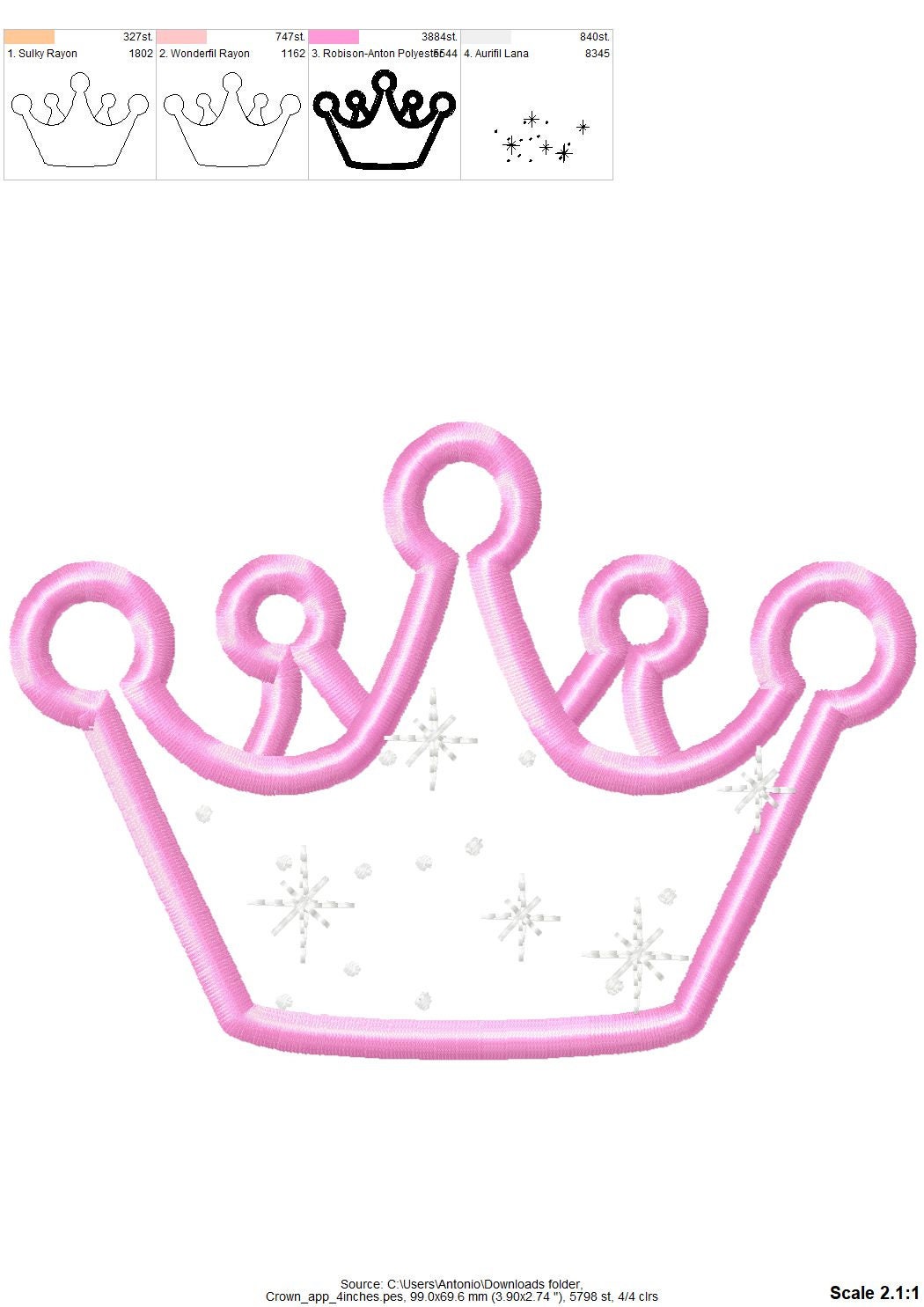 Little Princess Birthday Crown Applique