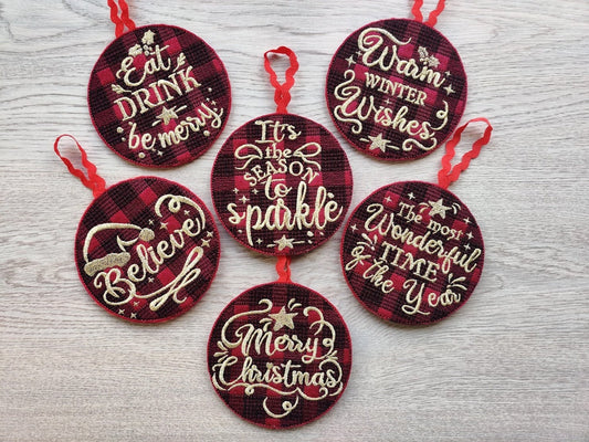 Tartan Plaid Gingham Christmas ornaments decoration Christmas tree 6