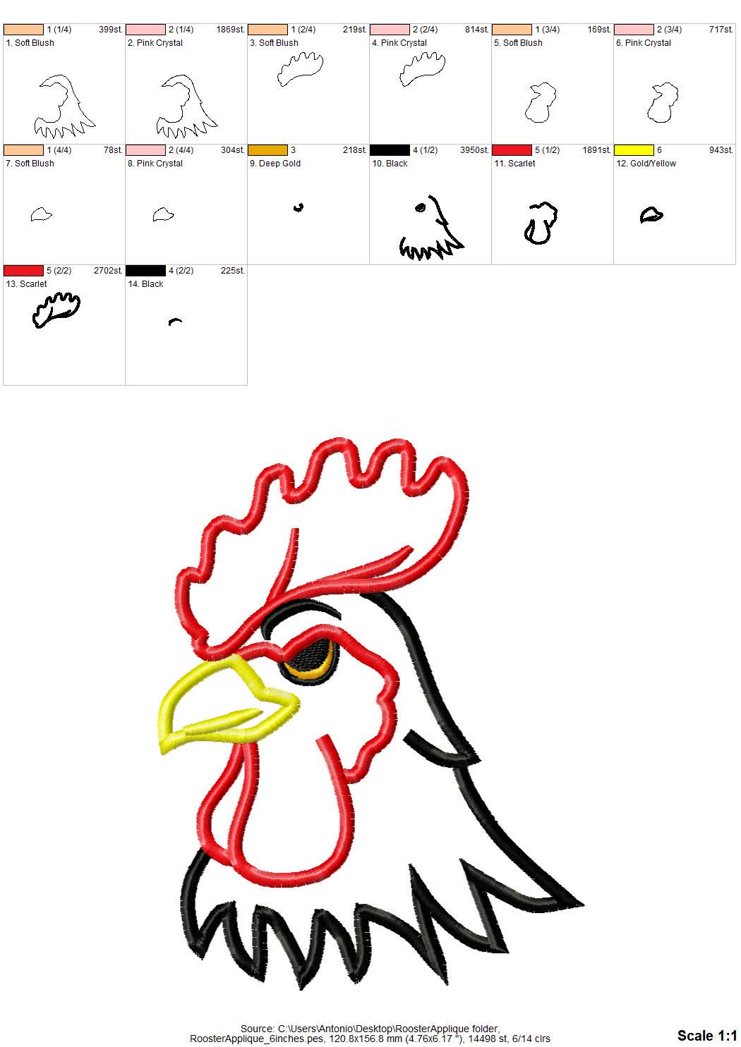 Farm Rooster Applique