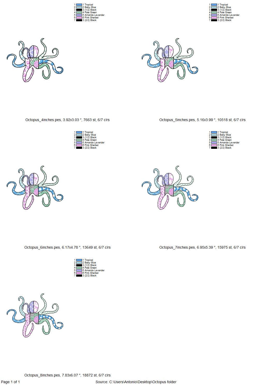 Patchwork Octopus patterned sea life ocean fish animal Tentacles