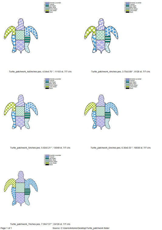Patchwork Turtle patterned animal fish Tortoise Sea Turtle outline
