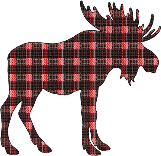 Gingham Plaid Moose Silhouette