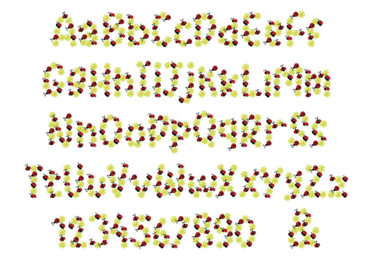 Ladybug and Daisy Country Floral Font