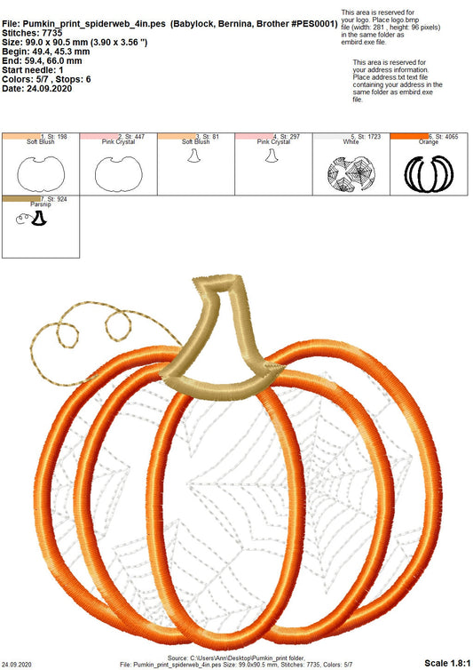 Spiderweb Patterned Pumpkin Applique