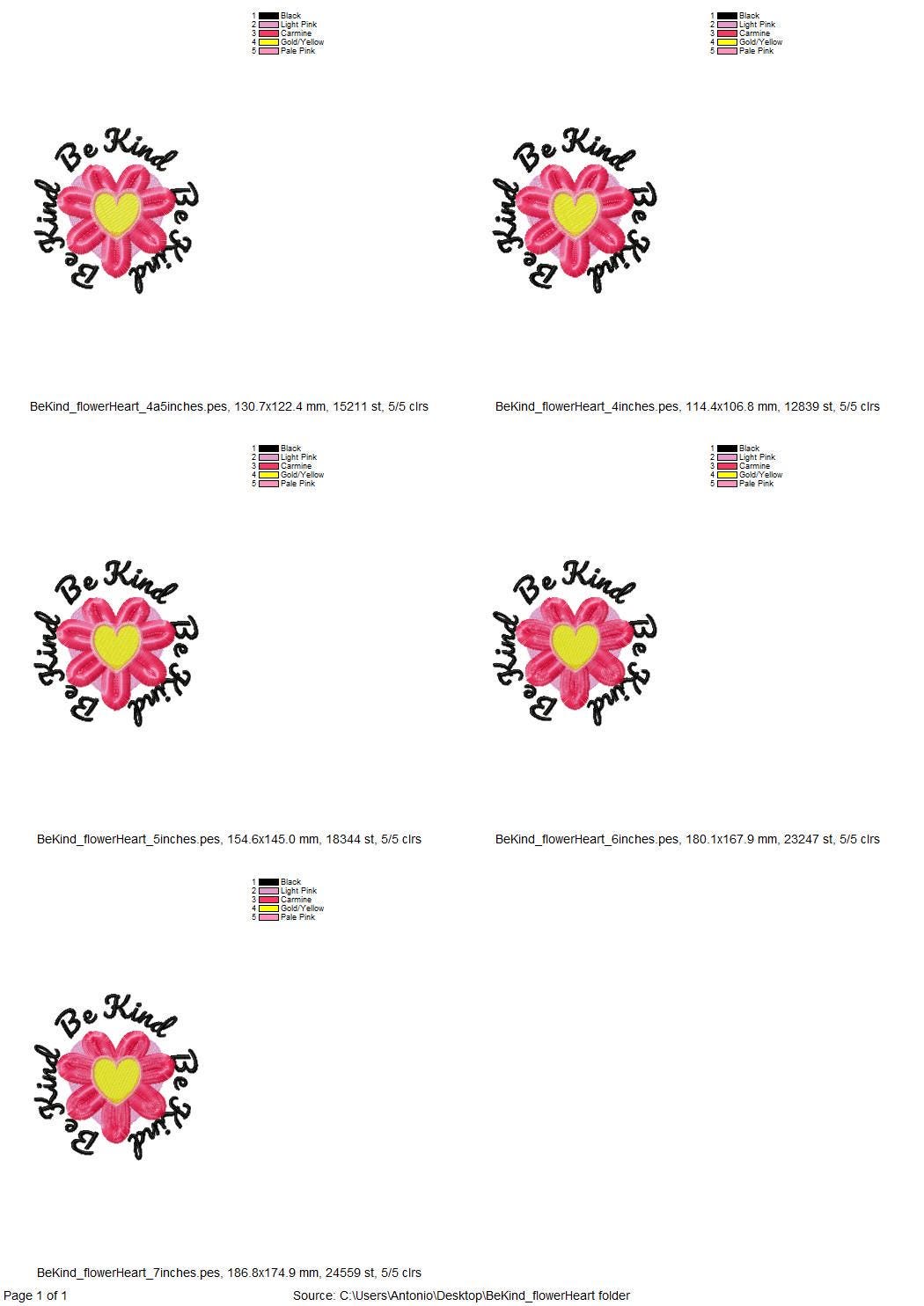 Saying Be Kind with Fringed Heart