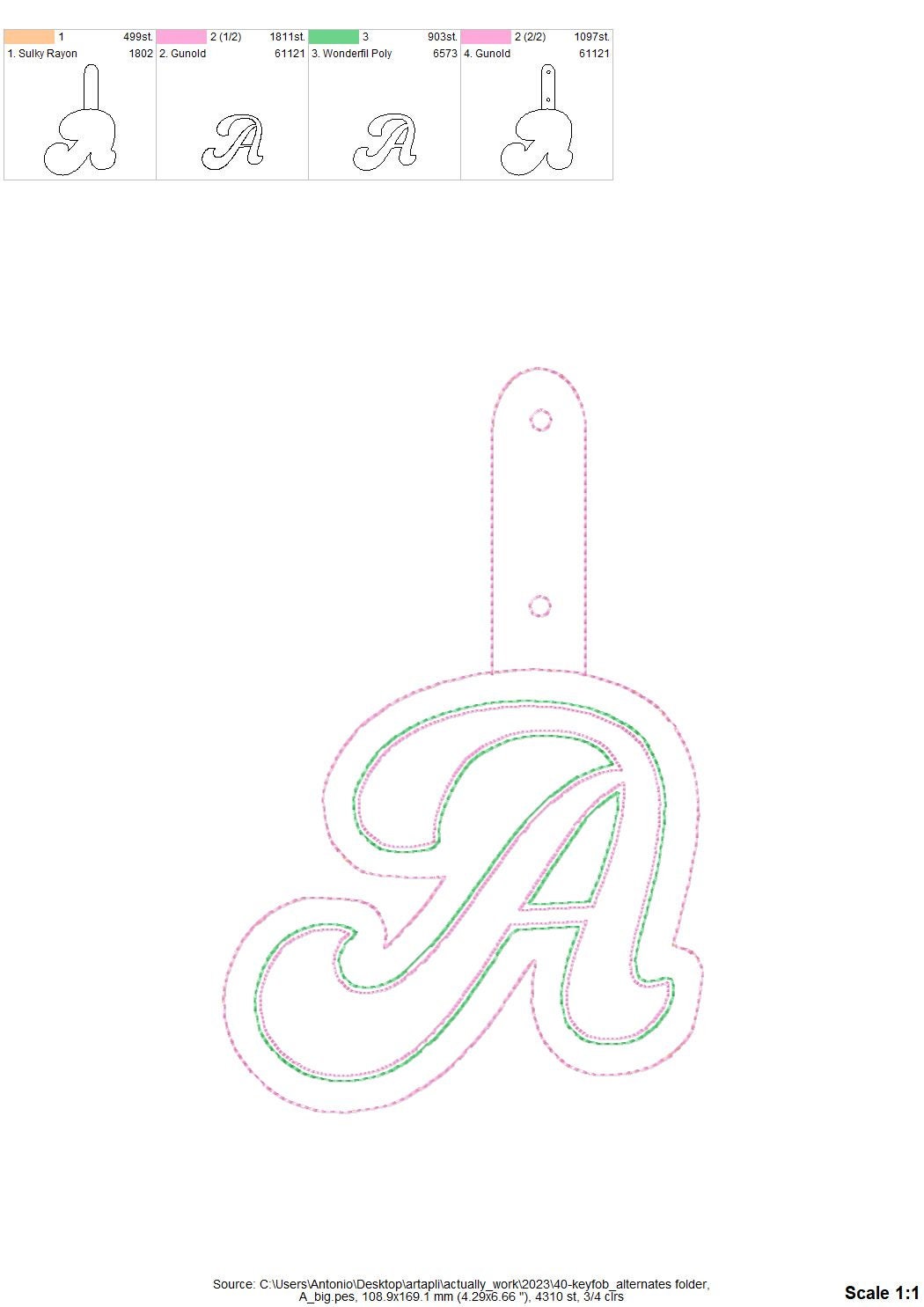 Puffy Puff Foam Handwritten Monogram Keychain