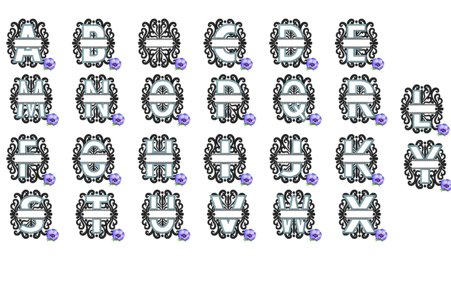 Split Swirl Monogram Frame and mini Font Set