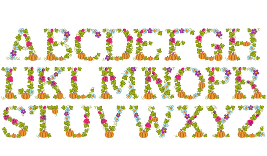 Fall Thanksgiving Pumpkin Floral Font