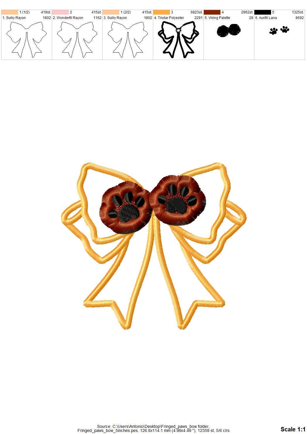 Fringed Puppy Paws and Bow