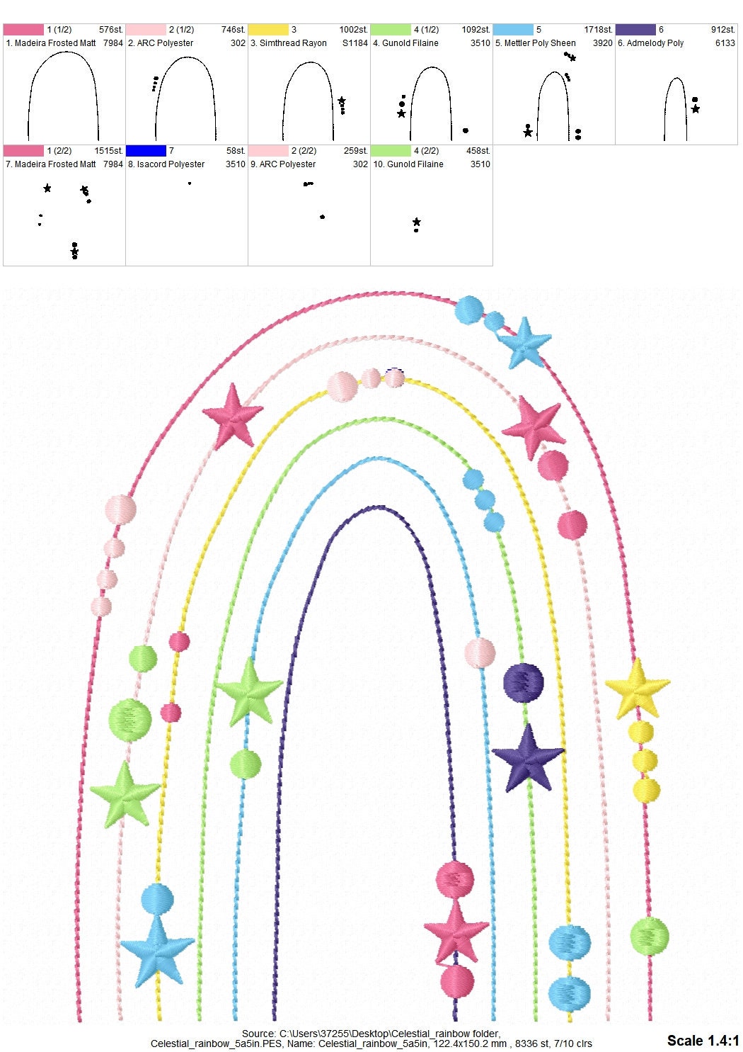 Stars and Dots cute adorable Celestial Rainbow light stitch rainbow