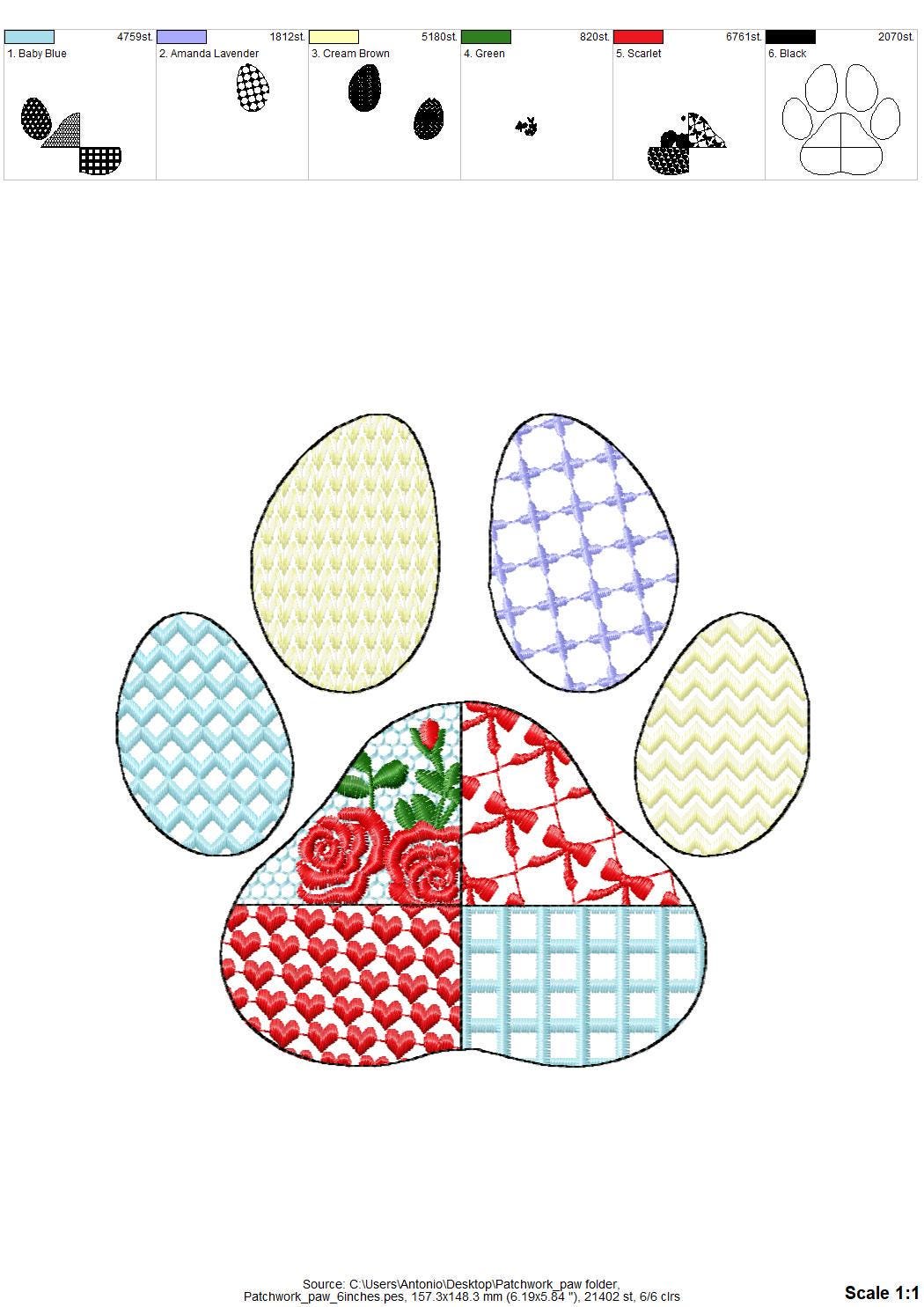 Patchwork Patterned Paw