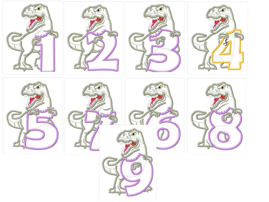 T-Rex Indominus Dinosaur and Birthday Numbers