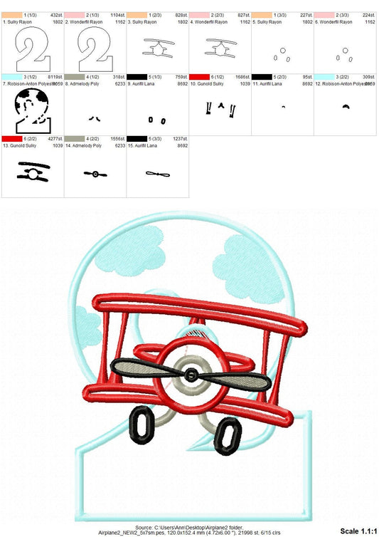 Airplane Cloud Birthday Number 2 Two